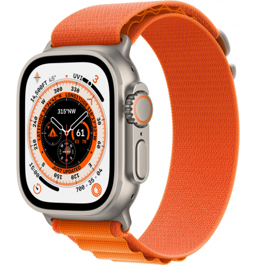 Apple Watch Ultra, 49 мм, ремешок Alpine оранжевого цвета, S