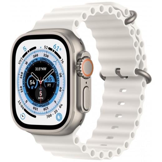 Apple Watch Ultra, 49 мм, ремешок Ocean белого цвета, S/L