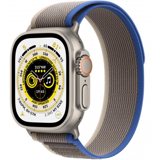 Apple Watch Ultra, 49 мм, ремешок Trail синего/серого цвета, M/L