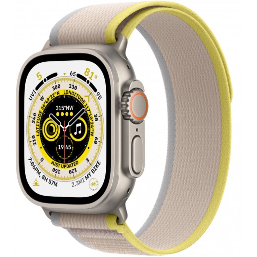 Apple Watch Ultra, 49 мм, ремешок Trail желтого/бежевого цвета, S/M