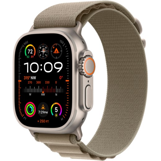 Apple Watch Ultra 2, 49 мм, ремешок Alpine Loop оливкового цвета, размер M