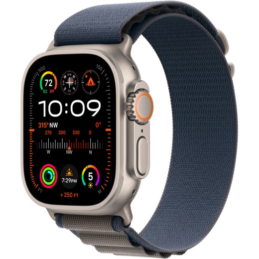 Apple Watch Ultra 2, 49 мм, ремешок Alpine Loop синего цвета, размер M