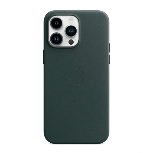 Кожаный чехол Apple для iPhone 14 Pro, зелёный лес